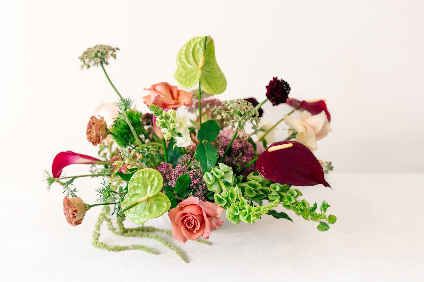Colorful floral arrangement on a white background