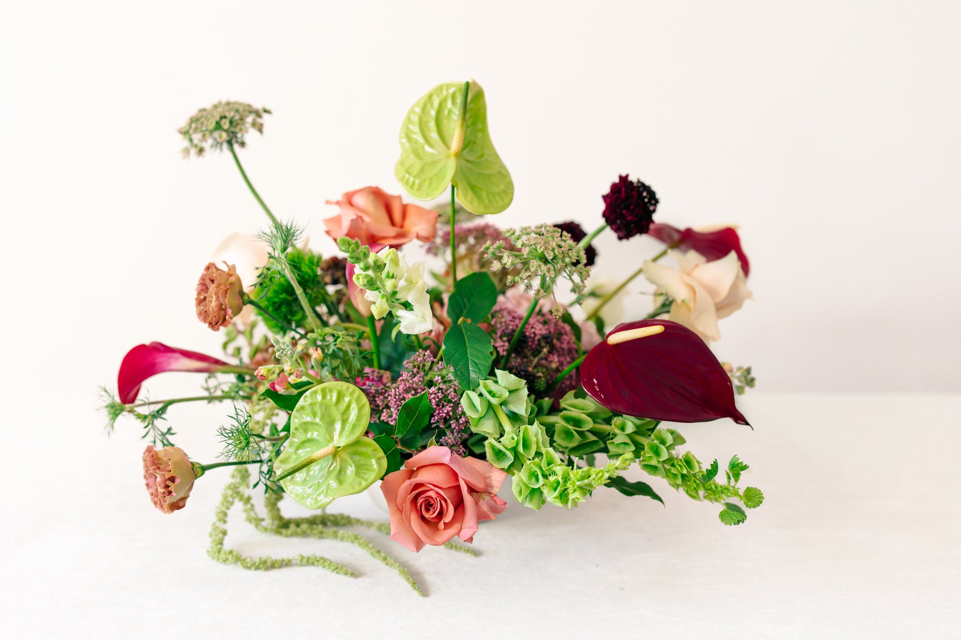 Colorful floral arrangement on a white background