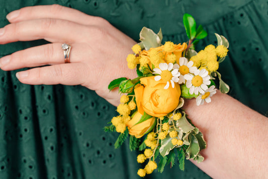 Yellow floral wrist corsage